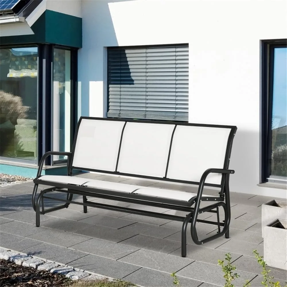 Patio Bench Set for 3 People, Armrests and Back, Weight Capacity of 660lbs, Outdoor Bench