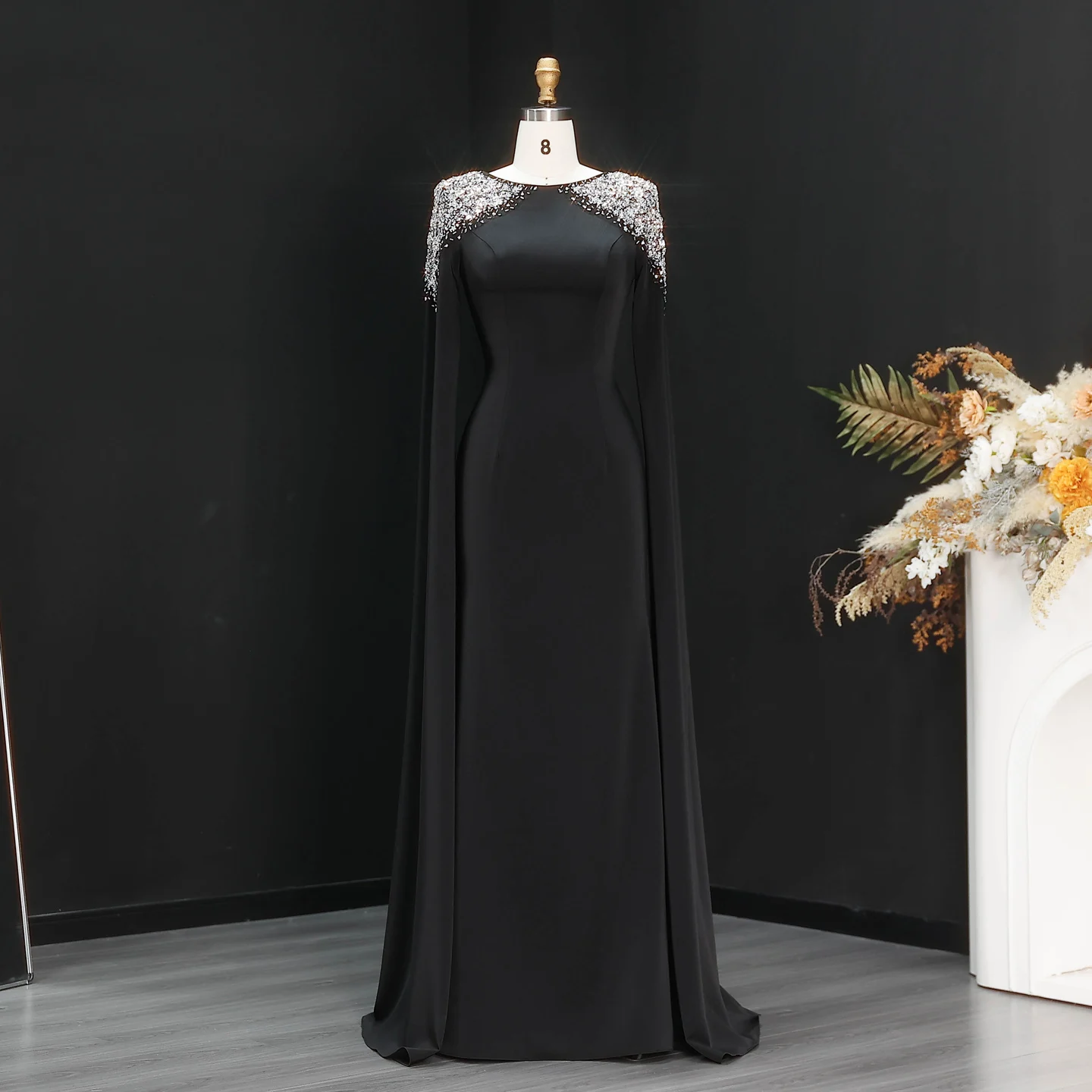 Sharon Said Elegantes Weißes Meerjungfrauenkleid Dubai Abendkleid Damen Hochzeitsfeier Umhangärmel Muslimische Formelle Kleider SF280 Maßanfertigung – Detail 18
