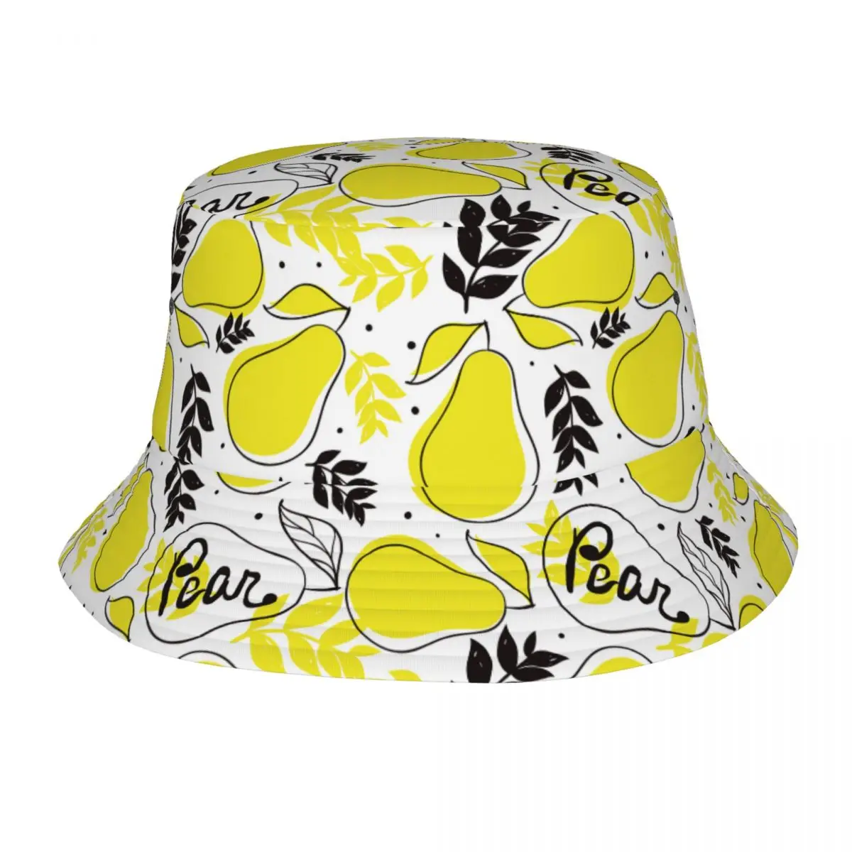 Yellow Pear Fresh Tropical Style Fruit Cute Bucket Hat Spring Headwear Accessories Fisherman Cap for Hiking Girl Ispoti Packable