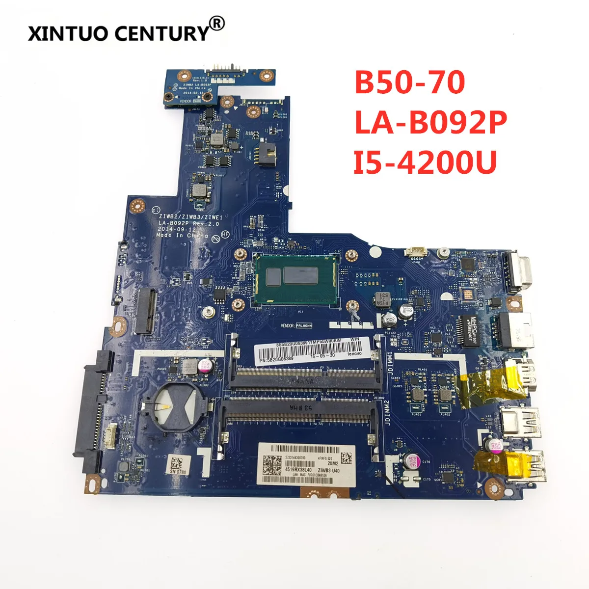 

For Lenovo B40-80 Laptop motherboard ZIWB2/ZIWB3/ZIWE1 LA-B092P Rev:3.0 Laptop motherboard I5-4200U CPU 100% tested