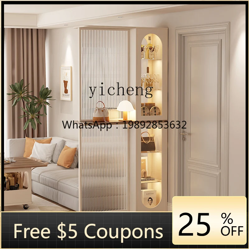 

TQH Cream Wind Living Room Partition Screen Cabinet Entry Door Block Advanced Sensory Storage Entrance Cabinet