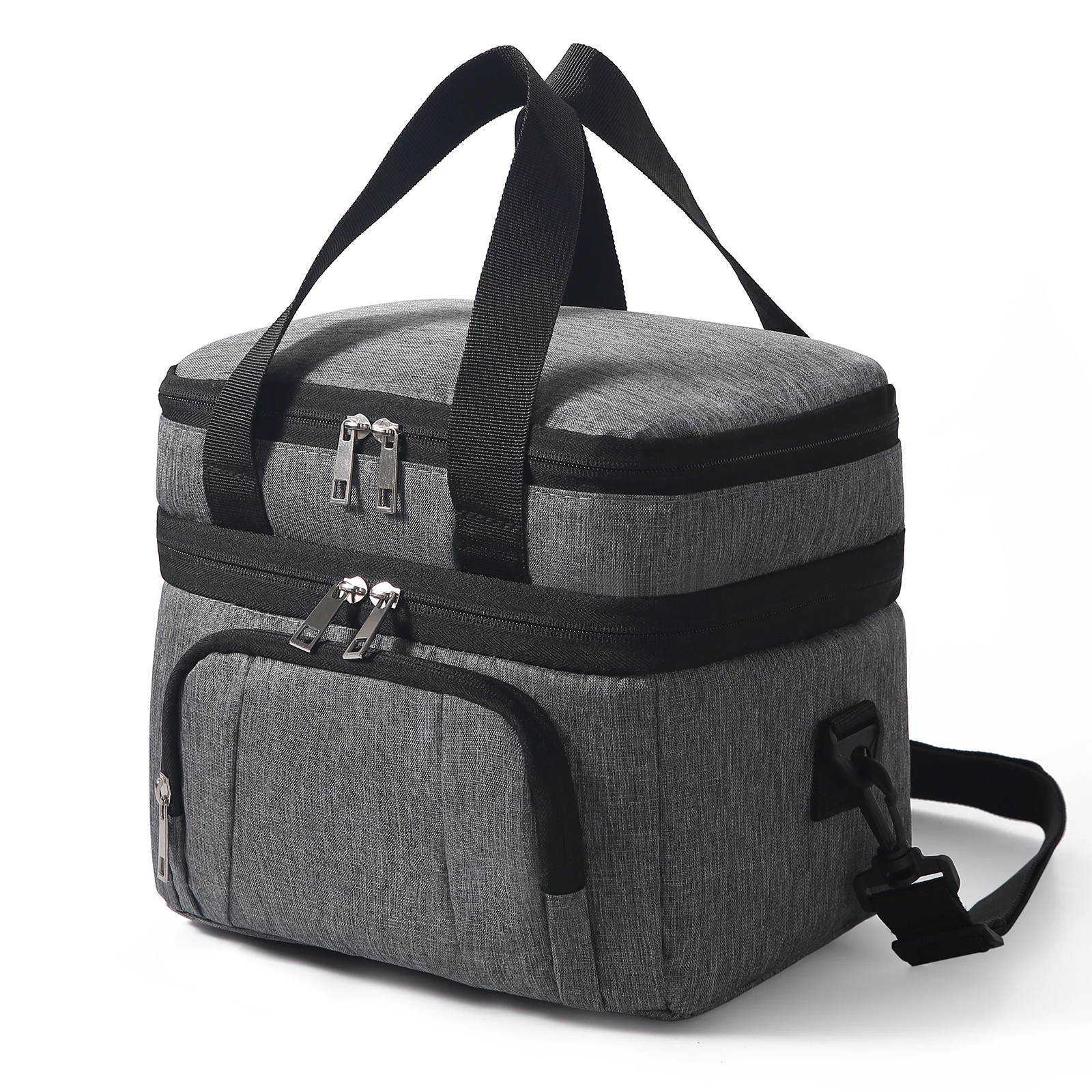 Double Insulated Lunch Bag Layer Portable Thermal Lunch Box Waterproof Picnic Heat Insulating Bag with Adjustable Strap image 4