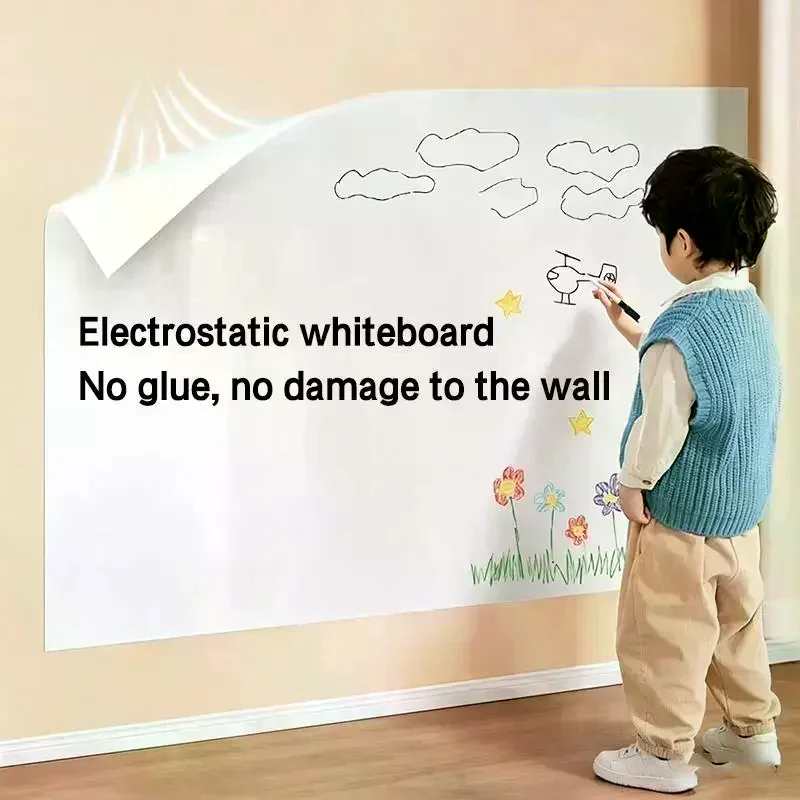 New Electrostatic Whiteboard Sticker Reusable PP Teaching Graffiti Drawing Board Removable Household Erasable Whiteboard
