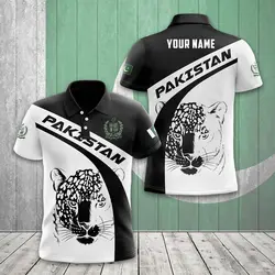 Pakistan Flag & Coat of Arms Customized Polo Shirts Summer Casual Streetwear Men's Fashion Loose Jersey Plus Size Sportswear