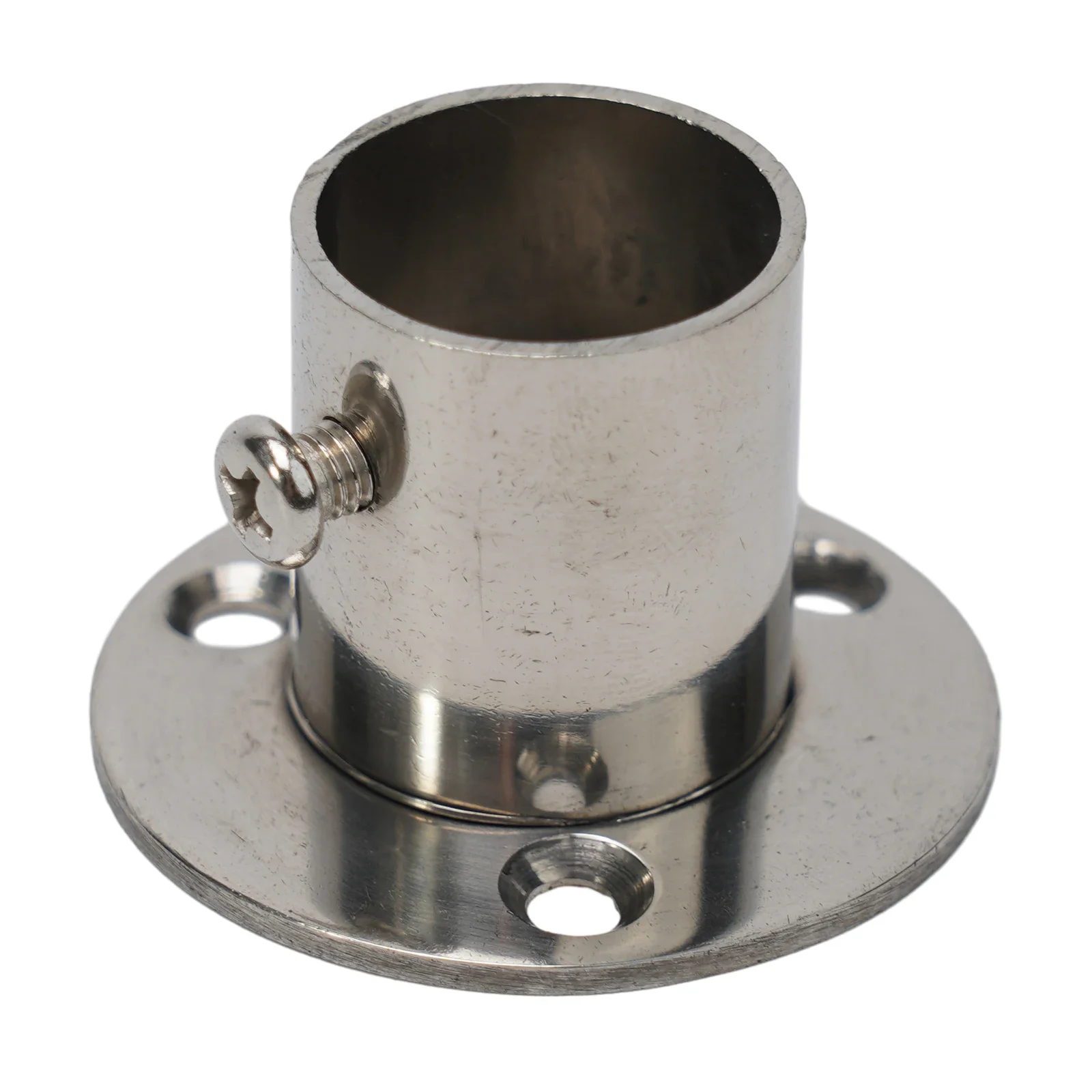 Steel Flange Bracket For 19-32mm Diameter Wardrobe Rail Rod Pole End Support With Glossy Finish For Indoor Hanging Solutions