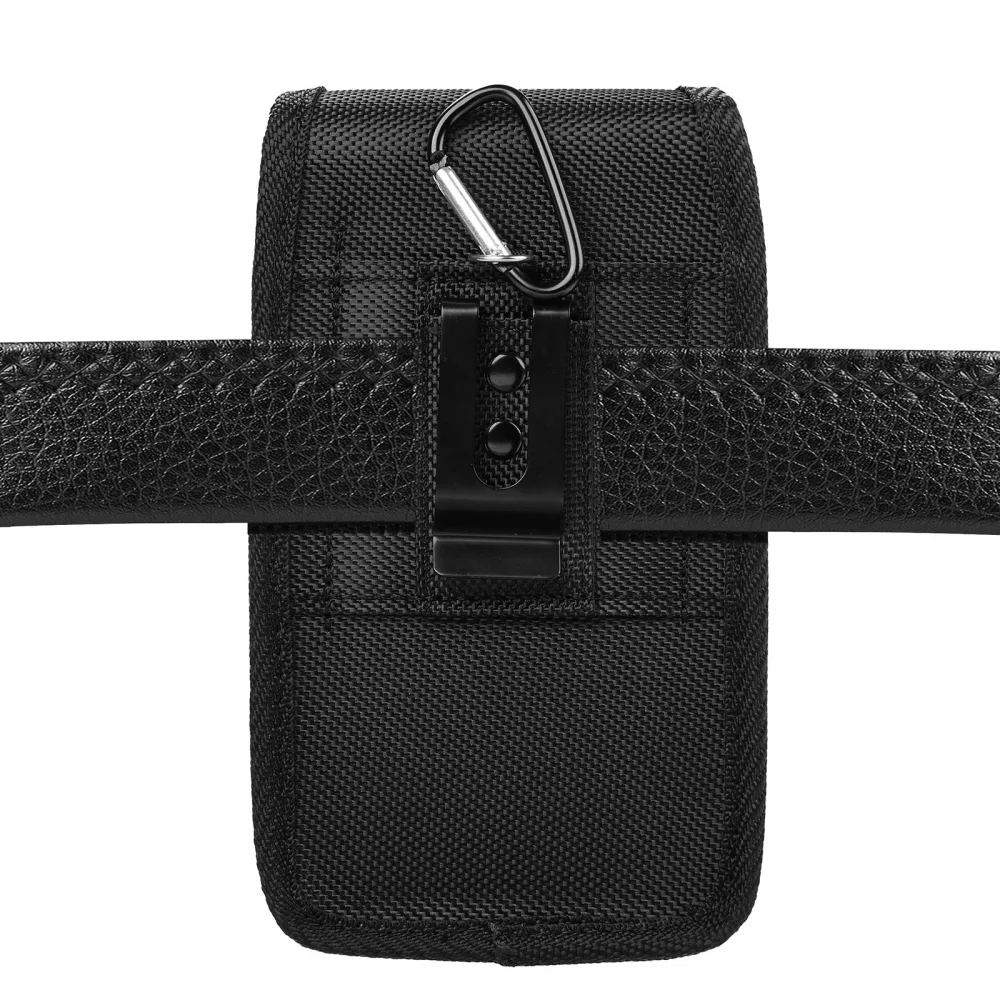 Custodia da cintura per cellulare con doppia tasca in nylon da uomo - Custodia resistente per cellulare da esterno