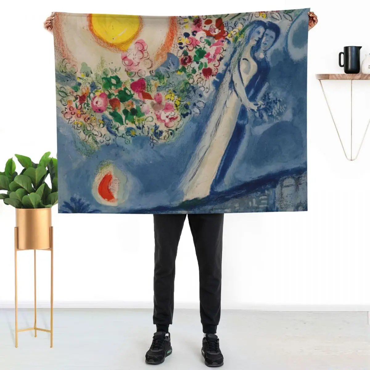 

Lovers in the Sky of Nice by Marc Chagall Throw Blanket Warm Plush Fuzzy Blanket for Living Room