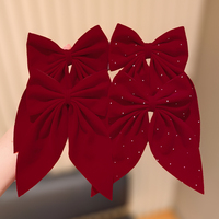 4/2-piece set of red bow hair clip fashion accessories, suitable for cute girls, suitable for various occasions gift creativity