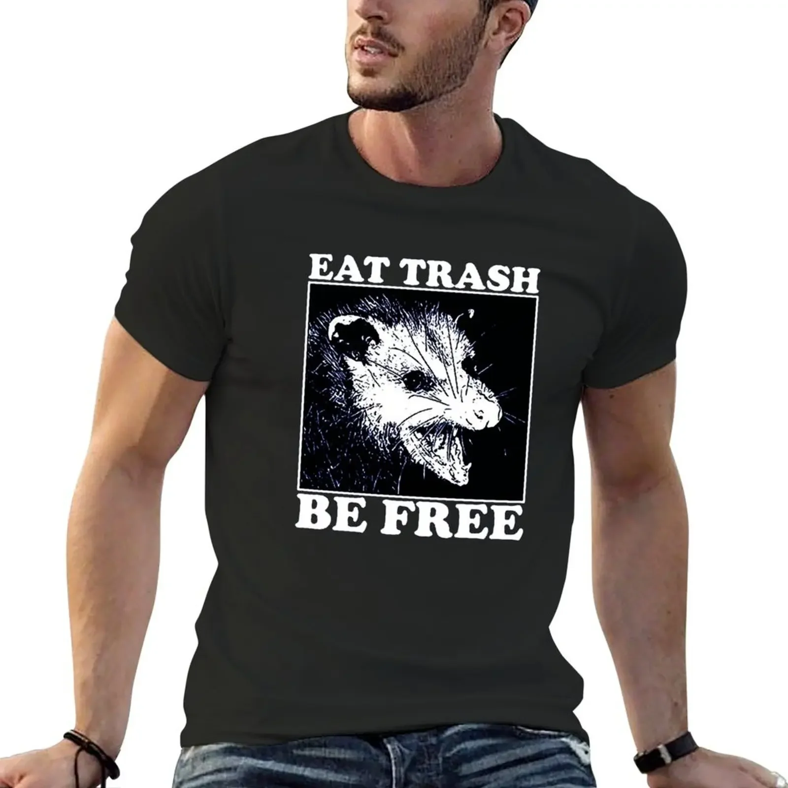 Eat Trash Be Free T-Shirt summer tops custom t shirt vintage plus size clothes t shirts for men pack