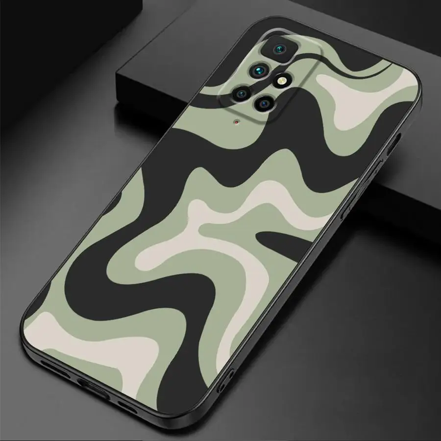 Swirl Abstract Pattern In Beige Sage Phone Case for Redmi Note 11 Pro 9 8 7 10S 12S 9S 11S 10 Pro 12 9T 8T 10 13 TPU Soft Shell