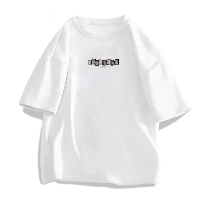 

Летняя хлопковая футболка с принтом, свободного кроя, с круглым вырезом и коротким рукавом, с забавным дизайном в стиле маджонг, удобный повседневный топ для молодежи, модный S...