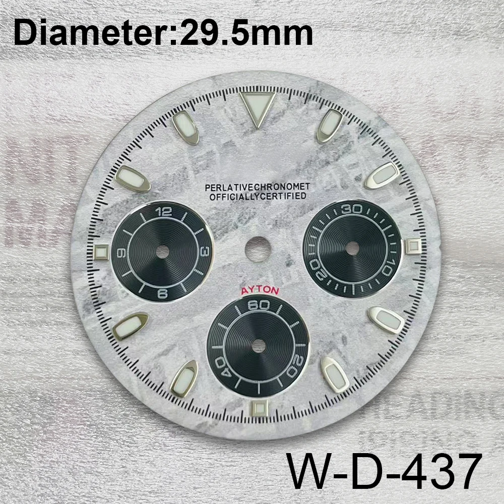 29.5mm S Logo DTN Panda Dial Fit VK63 movimento verde luminoso accessori per la modifica dell\'orologio