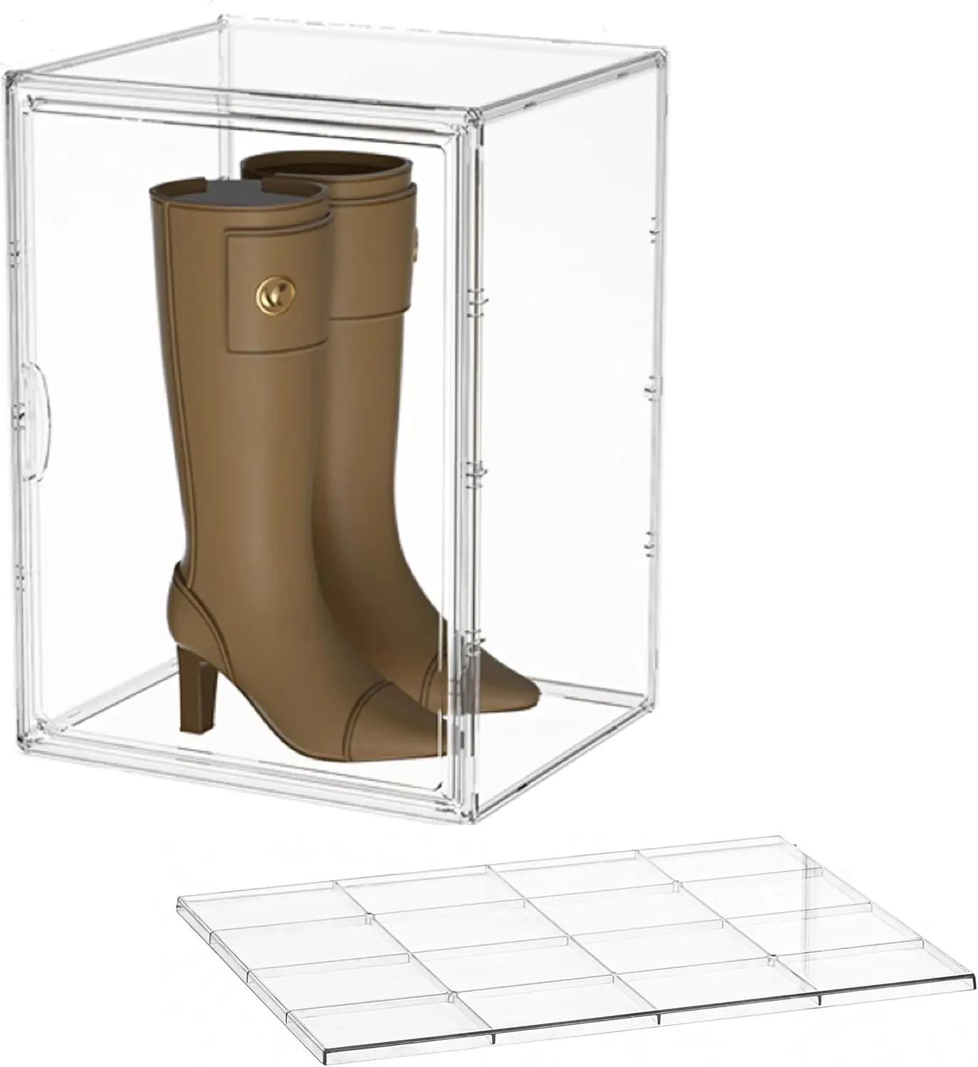 

XXX-Large Clear Display Case Stackable Plastic Storage Bins with Lid, 2 Tiers Boot Shoe Box