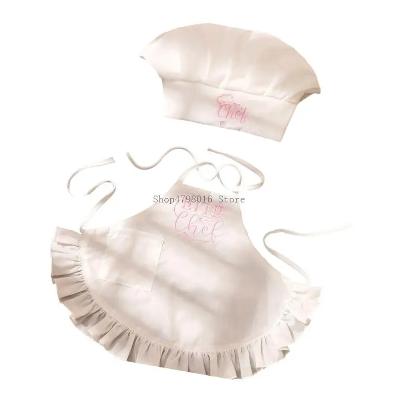  Newborns Cook Clothing Set Includes Apron And Cap Polyester For Infant Photoshoots Safe Soft Role Playing Clothes