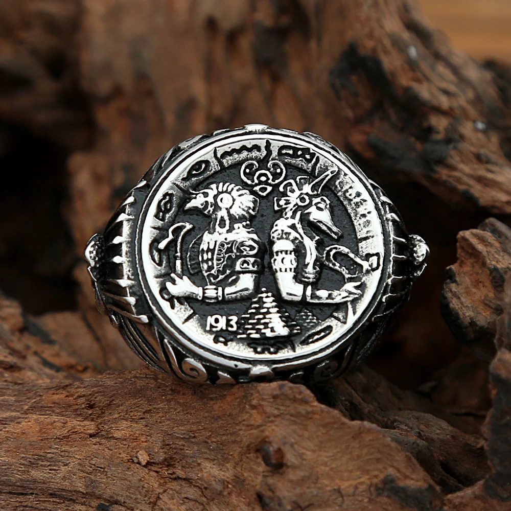 Vintage Egyptian Mythology Anubis Ring For Men Ancient Egyptian Totem Stainless Steel Biker Rings Gift Jewelry Dropshipping