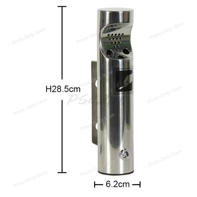 Wall‑Mounted 304 Stainless Steel Ashtray, Commercial Cigarette Butt Bin With Lock, Outdoor Cigarette Disposal Column