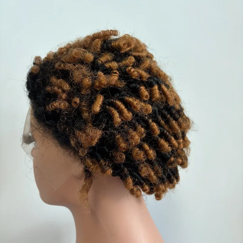 # 1B/30 13x4 Lace Frontal Afro Kinky Curly Echthaarperücke aus brasilianischem Remy-Haar, vorgezupft mit Babyhaar, verstellbare elastische Kappe – Detail 3