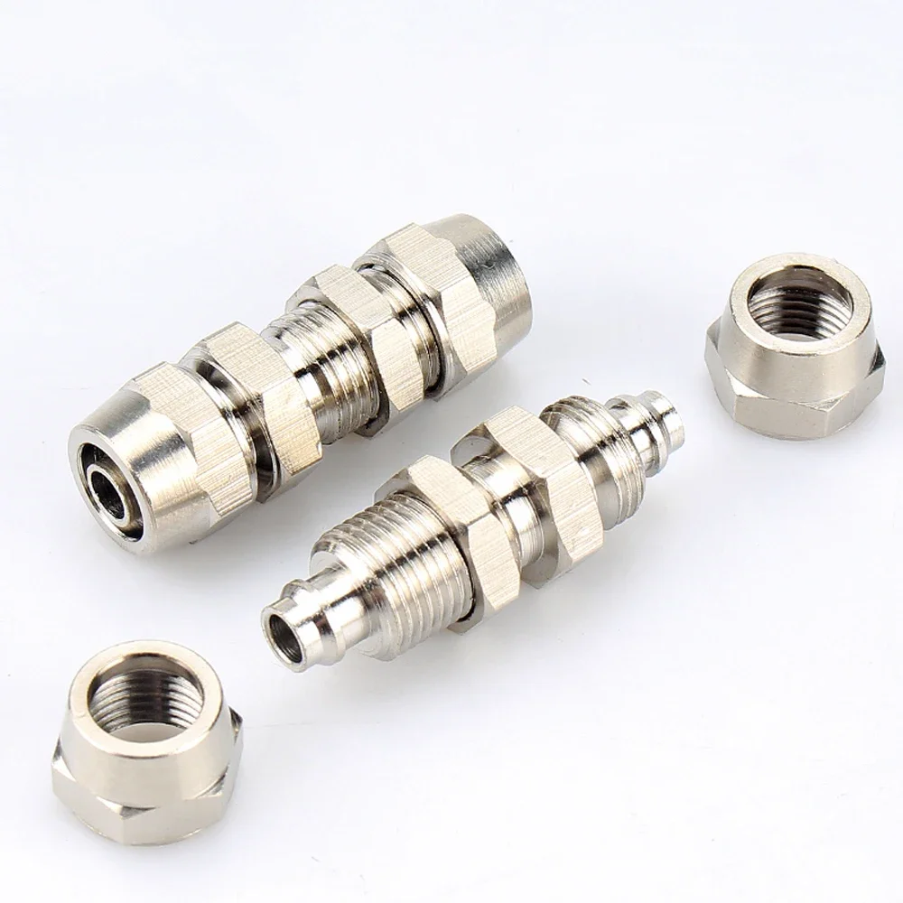 Twist Fit 4/6/8/10/12/14/16mm OD SMC Lock Female Type Bulkhead Copper nickel plating Push In Connector Quick Release Air Fitting