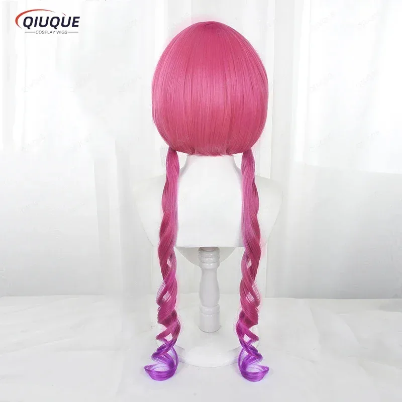 أنيمي ملكة جمال كوباياشي التنين خادمة Ilulu شعر مستعار تأثيري طويل مختلط الوردي مقاومة للحرارة الاصطناعية خصلات الشعر المستعار غطاء شعر مستعار