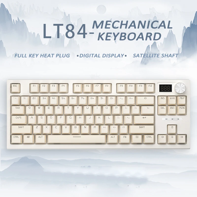 LT84 Mechanical Keyboard Wired With Display Full -Key Hot Insert Gold Shaft Factory Moisturizing Computer Typing Game Universal