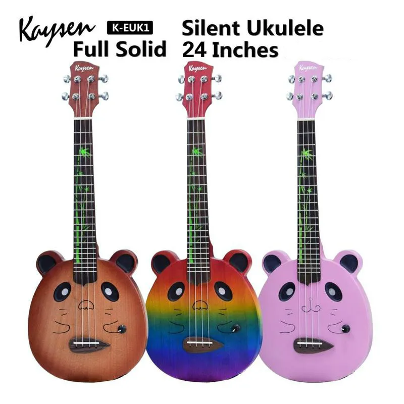 

Electric Ukulele Concert 24 Inches Concert Mahogany Mini Full Solid Silent Ukelele Hawaiian Guitar 4 Strings Guitarra Panda