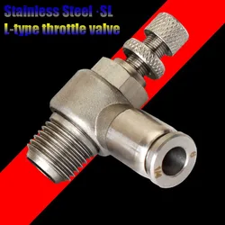 Stainless Steel Pneumatic Fitting Throttle Valve Pressure Reduce Control Regulating SL6-M5 1/8