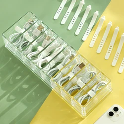 The transparent plastic Data Cable Storage Box household cable MobilePhone Charger Charging Cable Finishing Box Divided Grid Box