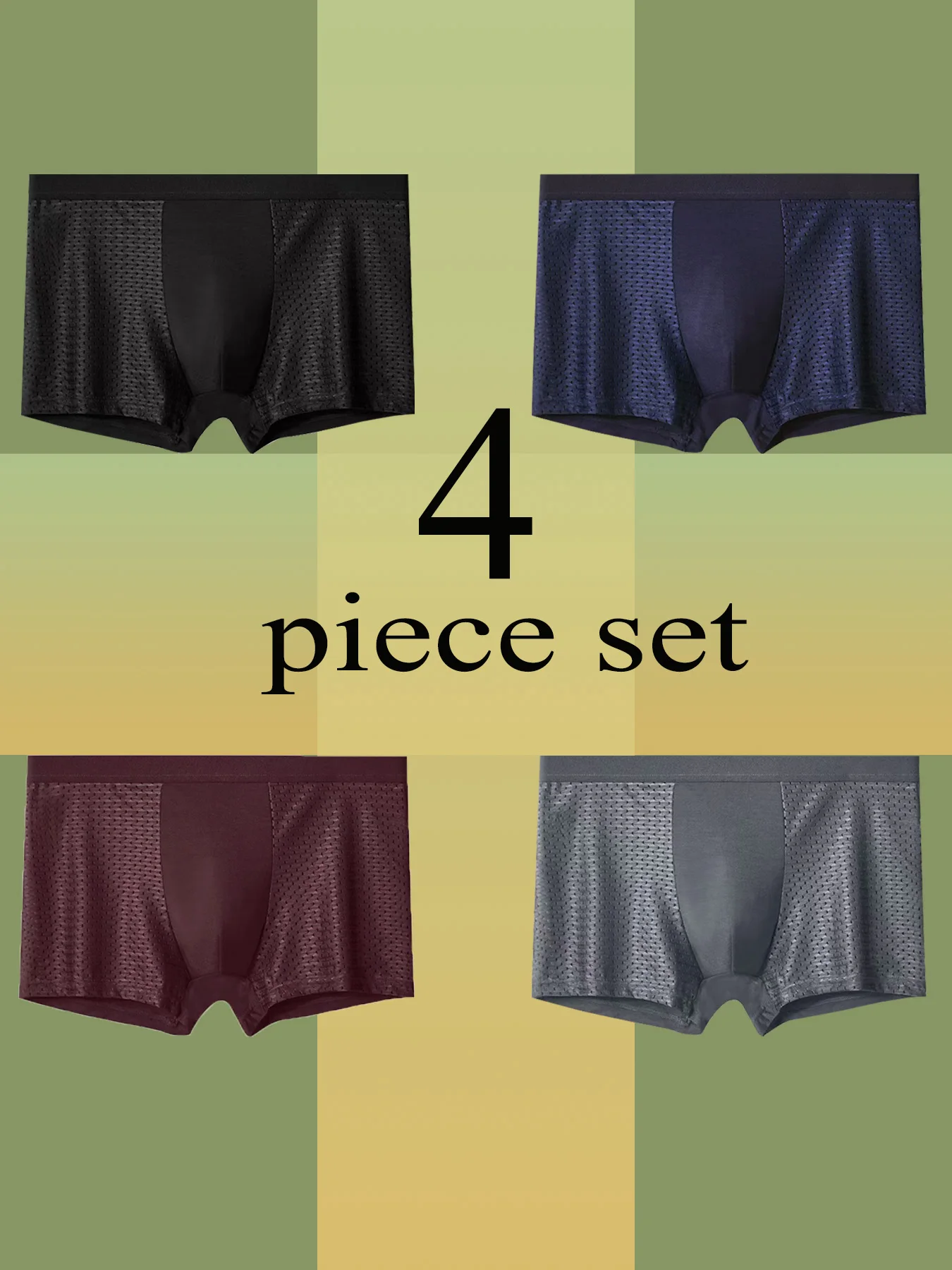 

A set of 4-piece semi-mesh men's underwear, cool, breathable, personalized and fashionable men's briefs