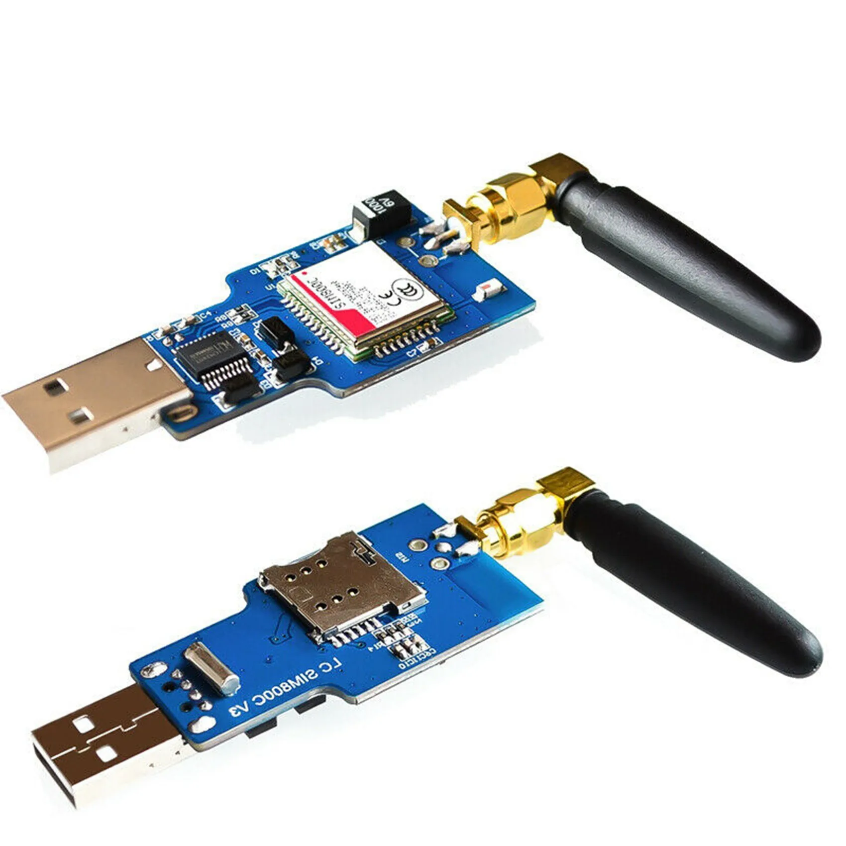 B27B 2X USB To Gsm Serial Gprs Sim800c Module Bluetooth Computer Control + Antenna