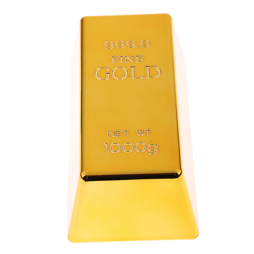 Fake Fine Gold Bullion Bar Paper Weight Door Stop 6\'\' Prop Polished