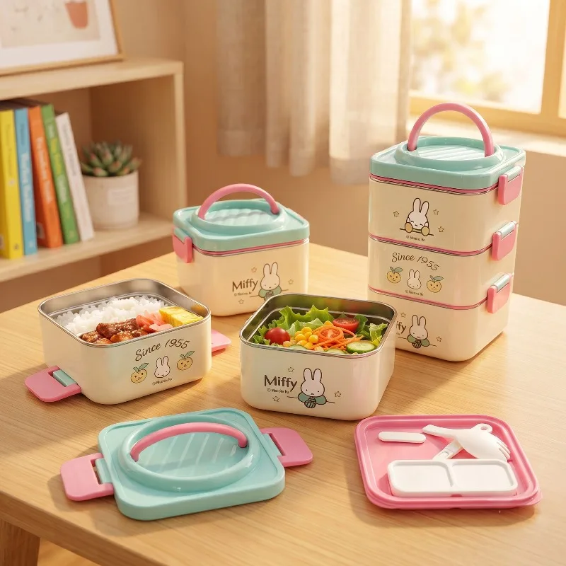 Cartoon Kawaii New Portable Handheld Insulated Lunch Box Large Capacity Material Safety No Spills Easy To Open Good Looks Miffy