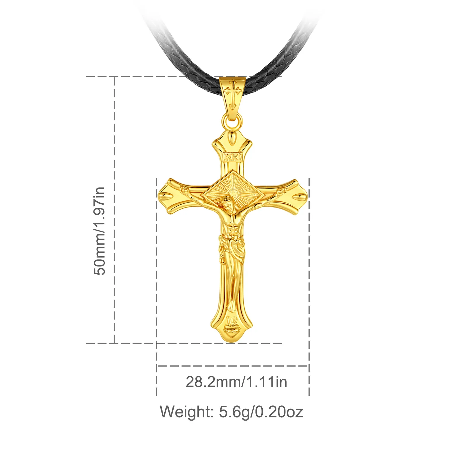 Eudora 925 Sterling Silver Crucifix Cross Necklace 18K Gold Jesus Amulet Pendant Christian Jewelry Men Women Personality Gift