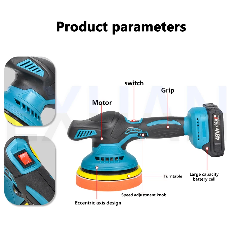 Car Electric Waxing Machine Wireless Pneumatic Electric Polisher Household Floor Polishing Rechargeable Car Polishing Machine