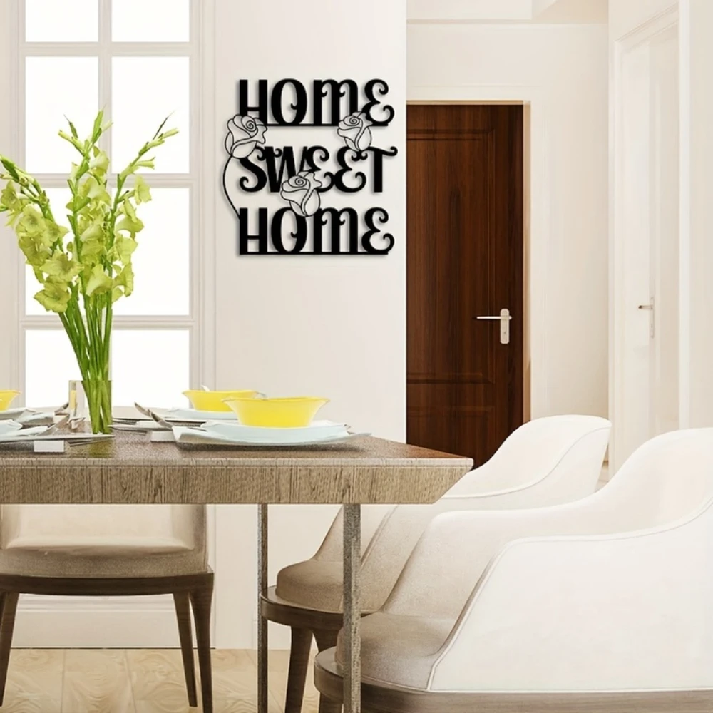 

1pc Home Sweet Home Metal Wall Mount Word Wall Sculptures Decor, Inspirational Script Wall Saying Plaque, Decor Seamless Crafts