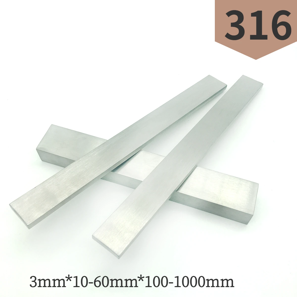 316 Stainless Steel Bar Plate Rob Thickness 3mm Width 10/15/20/25/30/40/50/60mm  Length 100mm 200mm 300mm 500mm 800mm 1000mm