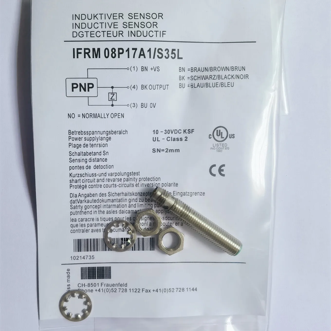 Original New 100% M8 Proximity Switch IFRM08P17A1/S35L PNP Normally Open Sensor Switch 08P17A1