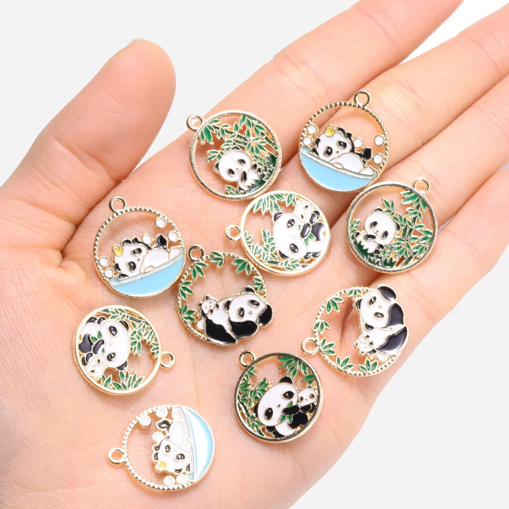 

10Pcs Cartoon Enamel Bamboo Panda Charms Animals Pendant DIY Fashion Earrings Keychain Accessories Jewelry Making Ornament
