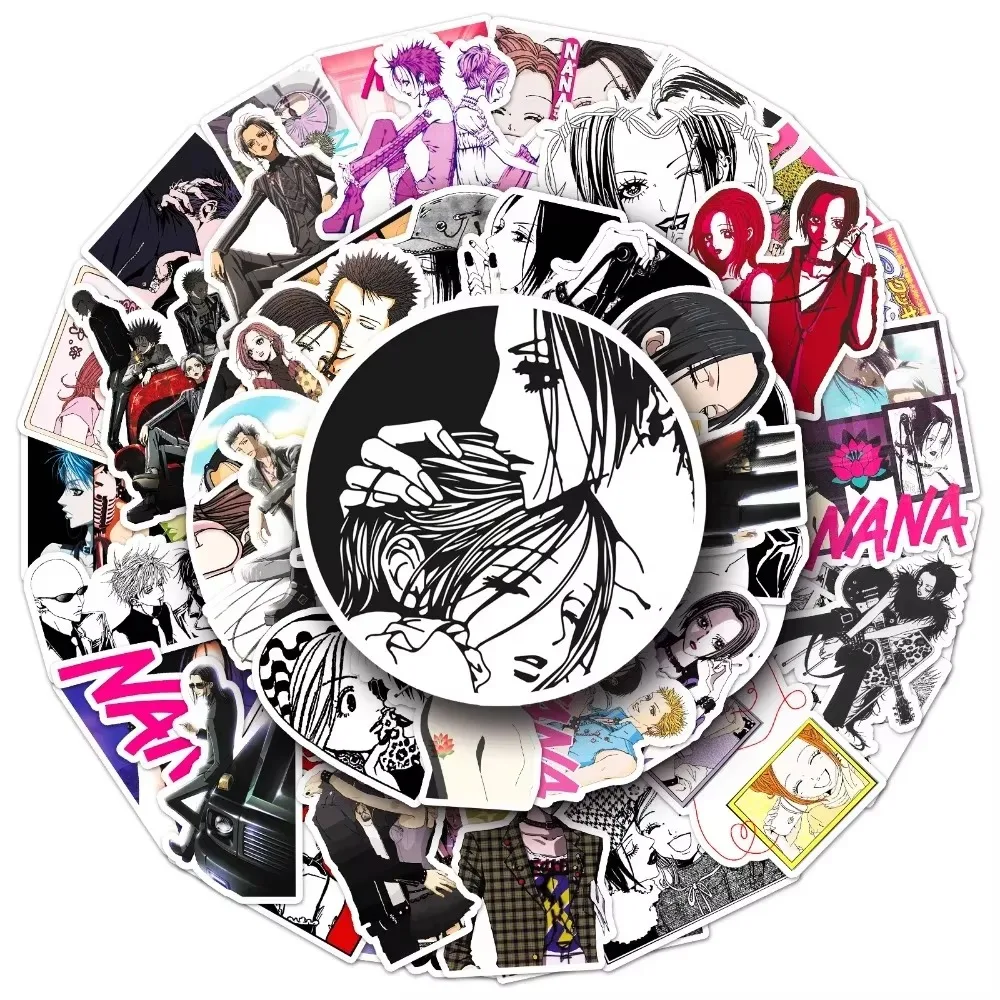 50 قطعة Kawaii أنيمي نانا ملصقات الديكور القرطاسية دراجة نارية السفر الأمتعة الهاتف القرطاسية ملصق لعبة كول الشارات هدية