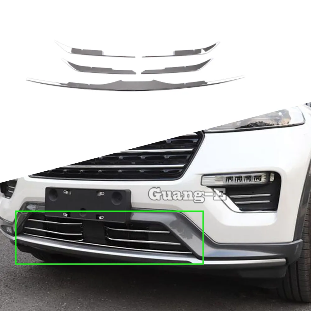 

Cover Bumper Stick Stainless Steel Trim Front Grid Grill Grille Frame 5PCs For Ford Explorer U625 2019 2020 2021 2022 2023 2024