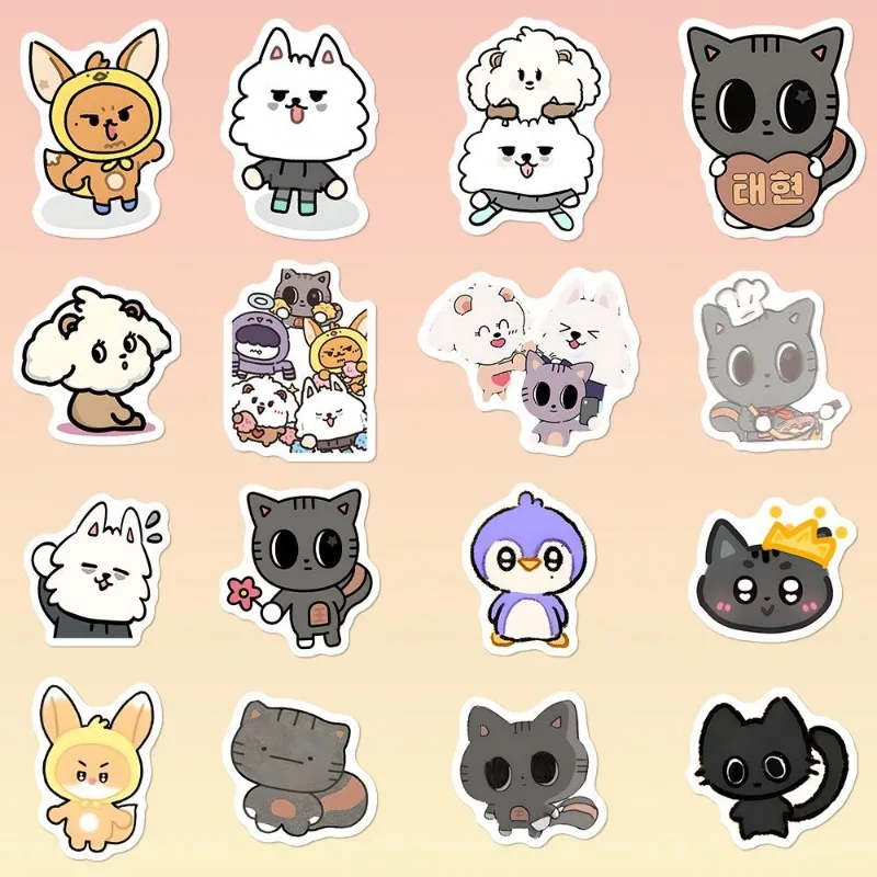 100pcs Kpop idol Cute Animal Plastic Stickers SooBin YeonJun TaeHyun Creative Peripheral DIY Decorative Waterproof Stickers