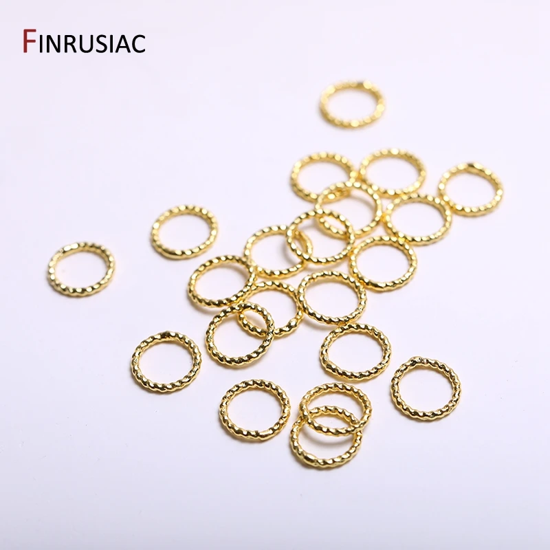 4 Sizes 18K Gold Plated Brass Metal Round Twist-Style Closed Rings DIY Jewelry Making Supplies Accessories Wholesale