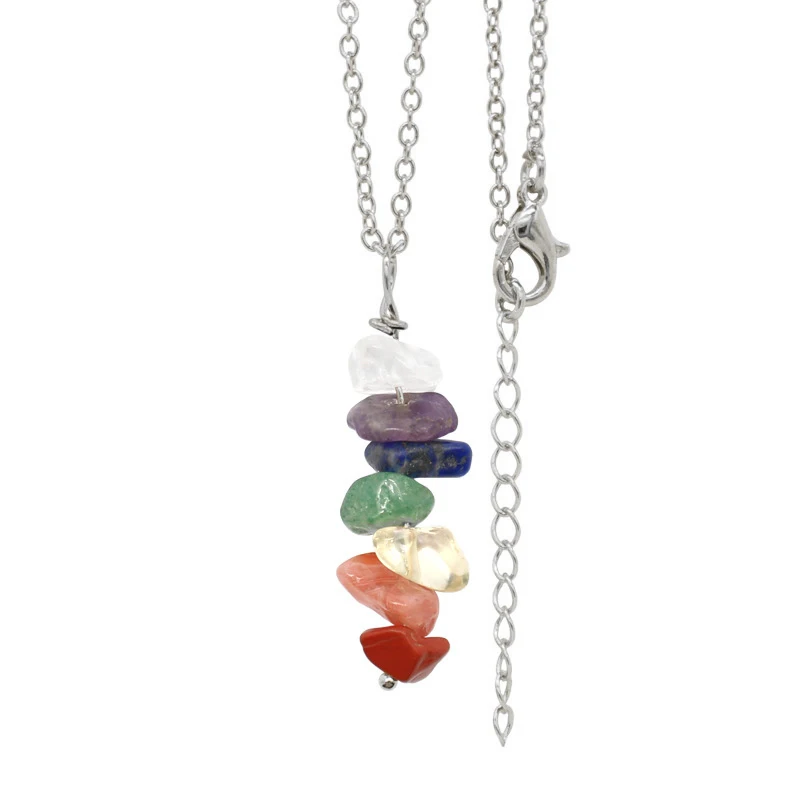 Fashion Women New Natural Stone Amethyst Topaz Pendant Necklace Energy Gravel Rose Quartz Beads Pendant Choker Girl Party Gift