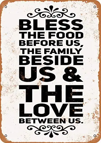 Metal Sign - Bless The Food Family and Love 2 - Vintage Look Wall Decor for Cafe Bar Pub Home Beer Decoration Crafts
