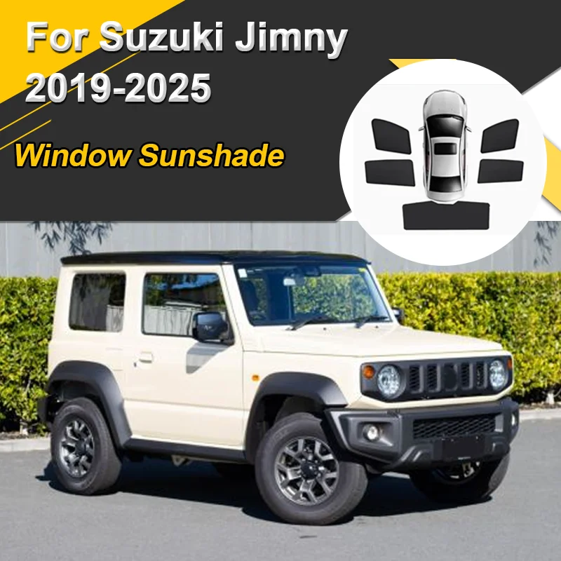 Car Sun Shades For Suzuki Jimny Sierra 3-door 2019-2025 Sunshades Magnetic Heat insulation Window Curtain Mesh Visor Accessories
