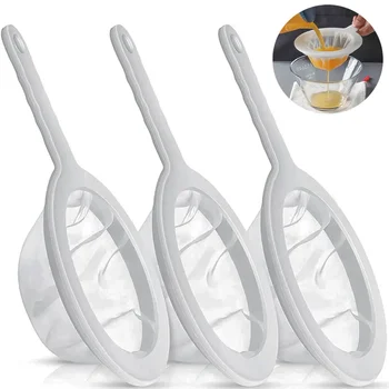 세척 가능한 나일론 초미세 필터 채반 스푼 체, 두유 주스 커피 차 필터, 주방 소쿠리, 100/200/400 메쉬