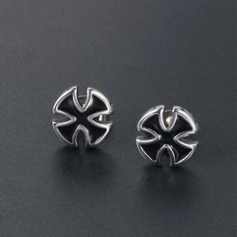 Retro Gothic Templar Iron Cross Earrings Men\'s Hypoallergenic Earrings Punk Trend Ethnic Style Alternative Jewelry