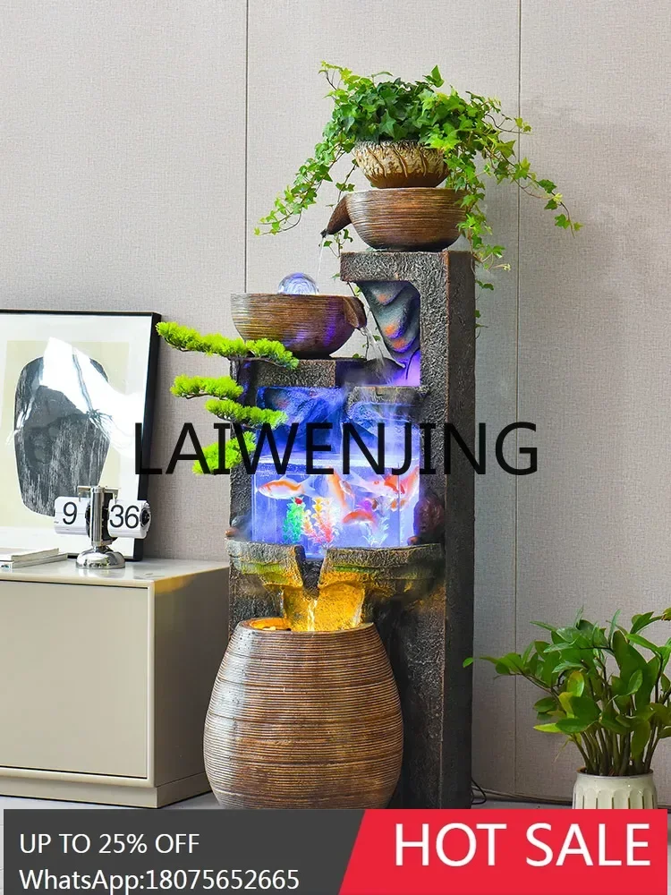 Ornamento de fonte de água corrente, água circulante pode aumentar peixes, pouso para atrair riqueza, tanque de peixes para ganhar dinheiro paisagem