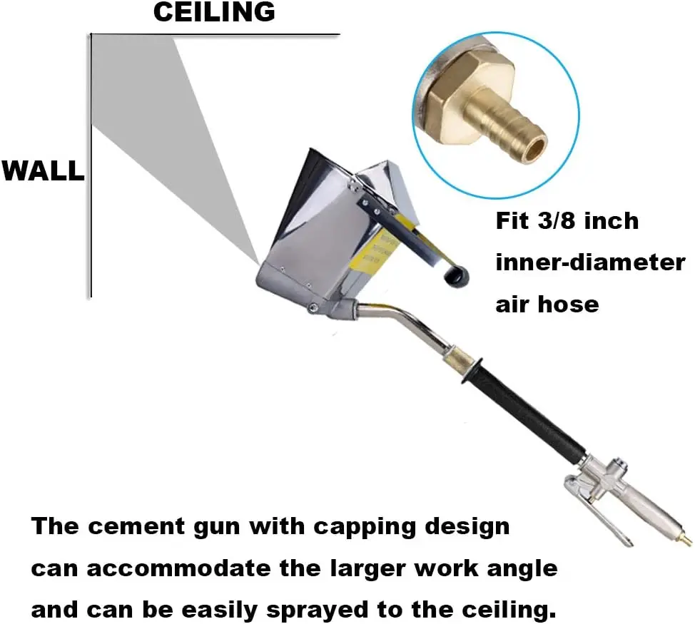 4 Jet Plaster And Stucco Sprayer Pneumatic Cement Mortar Gun With Cover For Painting Wall And Ceilings