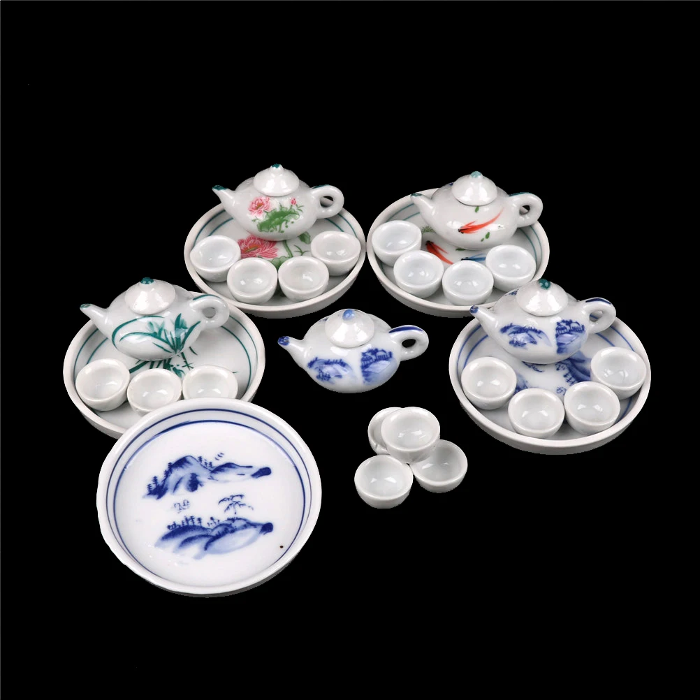 **6pcs/Set Kid Pretend Play Miniature Dining Ware Porcelain Tea Set Dish Cup Plate TOY 1 Set random style