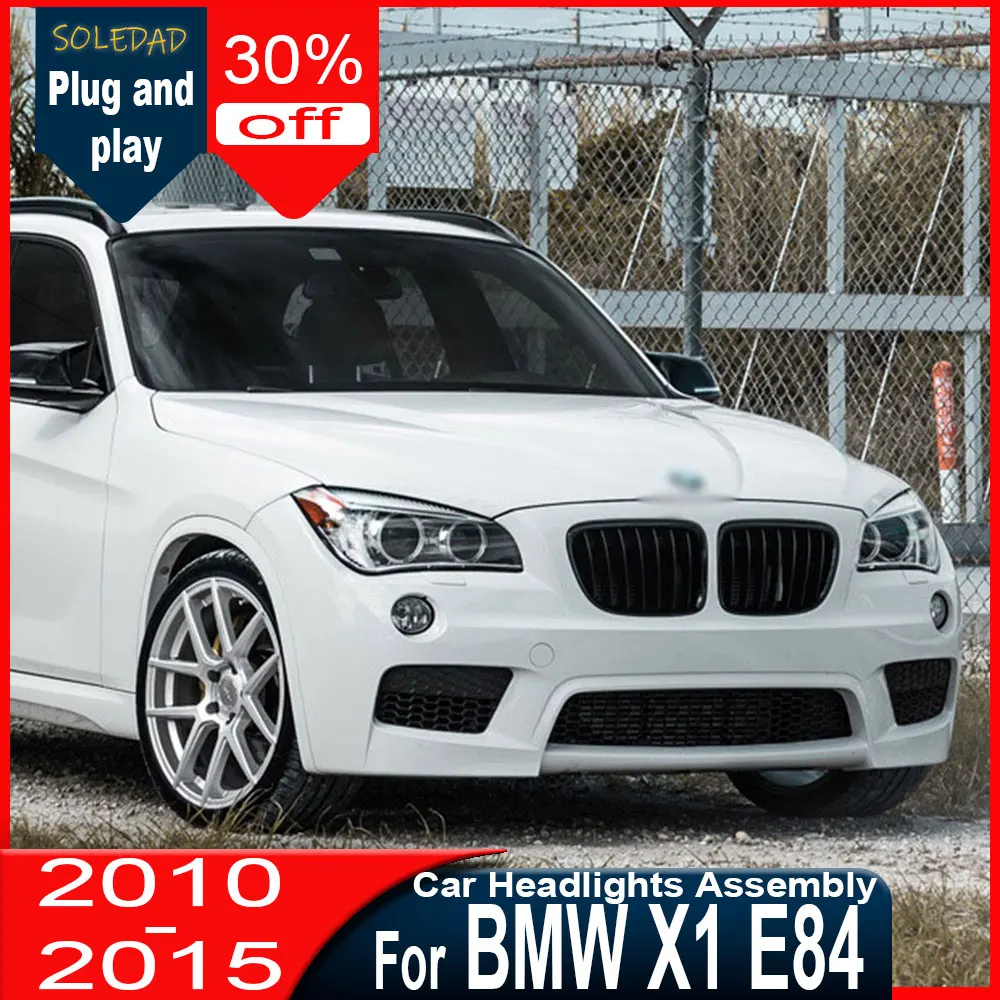 Car Headlight For BMW X1 E84 2010 2011 2012 2013 2014 2015 Modified LED DRL Angel Eye Front Lamp Assembly Accessories